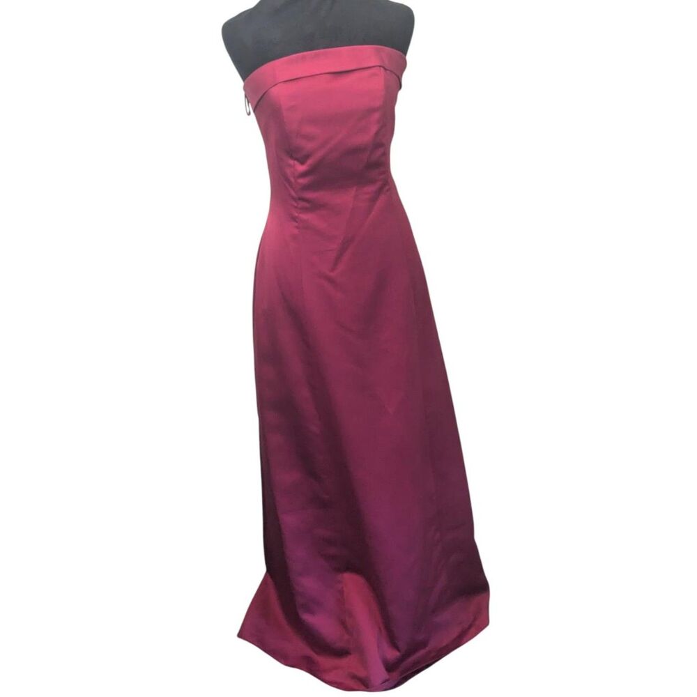 Private Collection 100% Silk Trim Strapless Gown Magenta Pink Formal 16